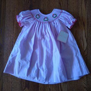 Christmas dress - Pink smocked embroidery - NWT - 12M